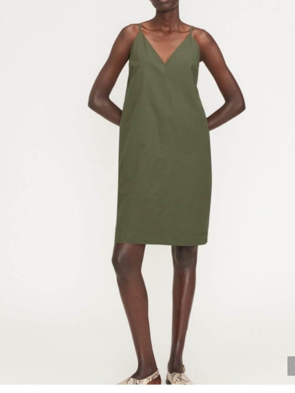 EVERLANE The Poplin Slip Dress Olive size 14